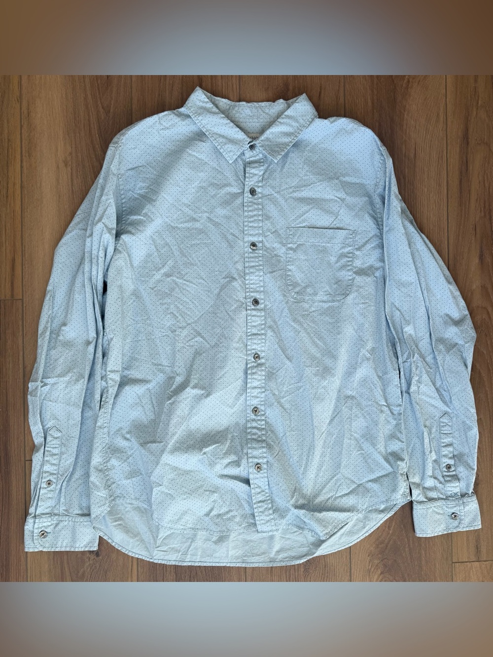 Outerknown Shirt Organic Cotton Polka Dot Blue Button Up Mens XL